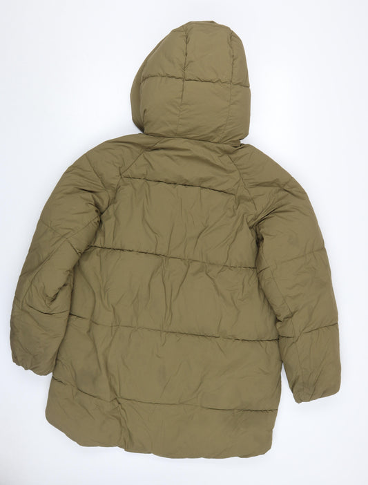 Zara Men's Green XS Puffer Jacket with Hood