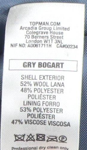 Mens UK Size 38 Topman Regular Grey Suit Jacket