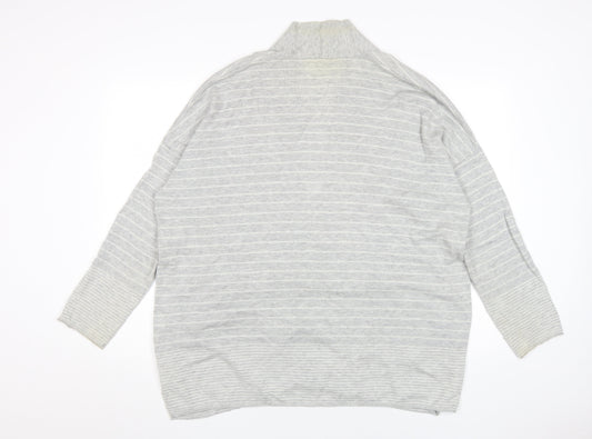 GAP Women's Grey Striped Cardigan L Casual