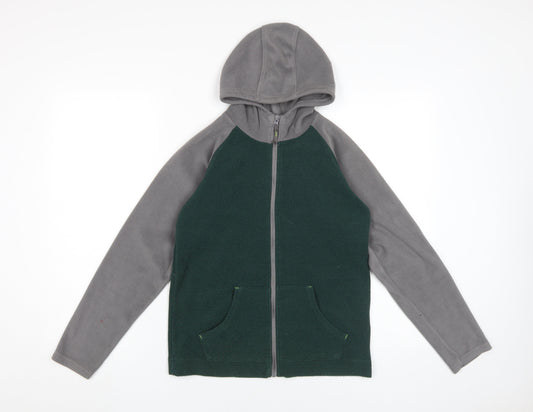 Mountain Warehouse Boys Full Zip Hoodie Green Grey 11-12 Years