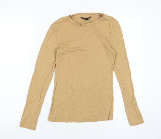 Womens UK Size S Brave Soul Beige Basic T-Shirt