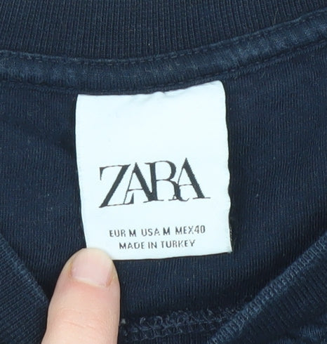 Zara Men's Blue Pullover Jumper - Size M, Regular Fit