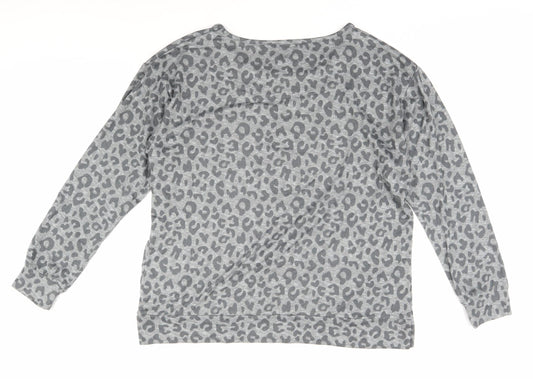 John Lewis Women's Grey Leopard Print Pullover L