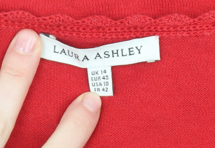 Laura Ashley Women's Red Wrap Jumper, Size 14, Long Sleeve