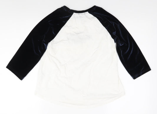 Bershka Teens White & Black Raglan T-Shirt, S