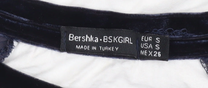 Brand and care label for Bershka Teens White & Black Raglan T-Shirt, S