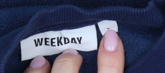 Weekday Men's Blue Pullover Sweatshirt, Size L