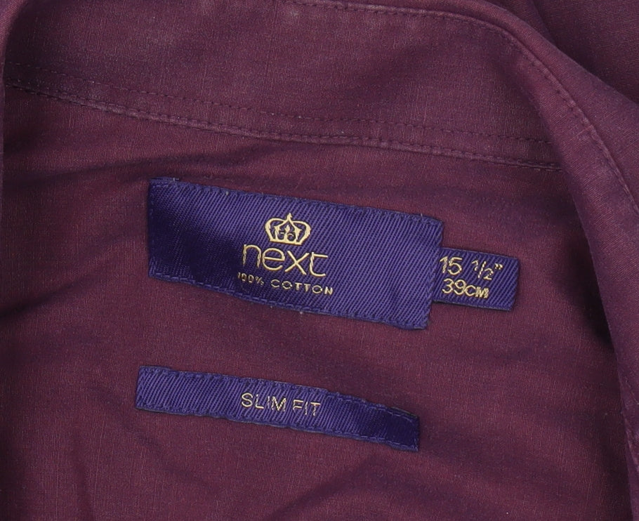 Next Men's Purple Slim Fit Long Sleeve Shirt