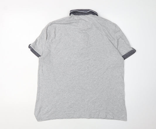 Ted Baker Men's Grey Polo Shirt Size L Button Accents