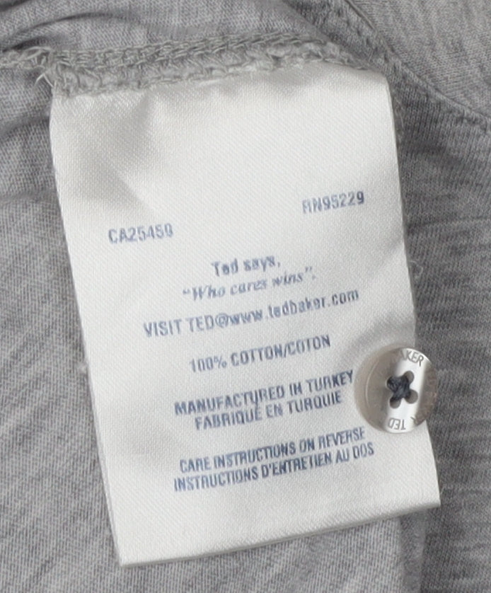 Ted Baker Men's Grey Polo Shirt Size L Button Accents