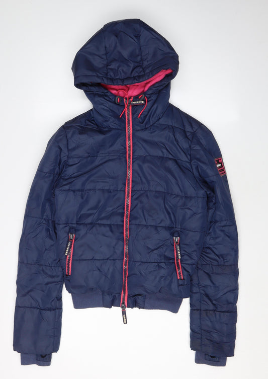 Womens UK Size XS Superdry Blue Puffer Jacket