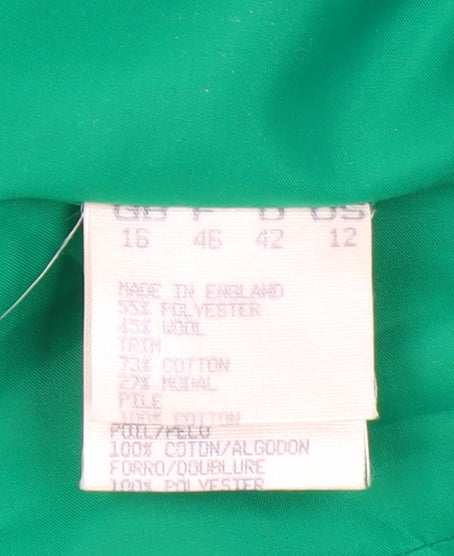 Jacques Vert Green Women's Blazer Size 12 Regular Fit