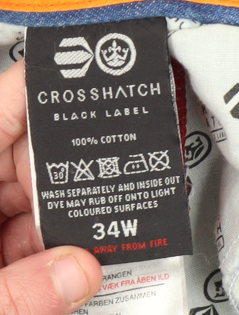 Crosshatch Men's Blue Cargo Denim Shorts - Size 34