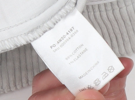 Hush Women's Grey Cropped Corduroy Trousers Size 18