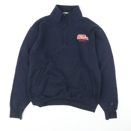 Additional front view of Champion unisex blue medium pullover sweatshirt