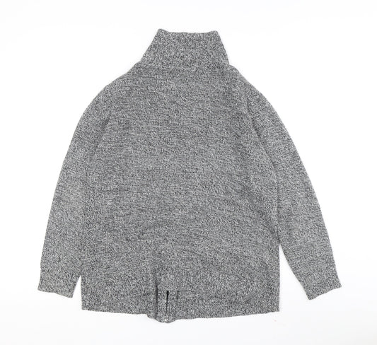Damart Women's Grey Full Zip Jumper, Mock Neck, Size 14-16
