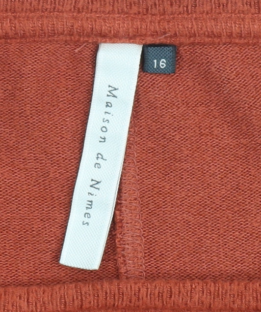 Womens UK Size 16 Maison de Nimes Orange Basic T-Shirt