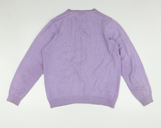 Marks and Spencer Men's Purple Cotton Pullover Jumper M