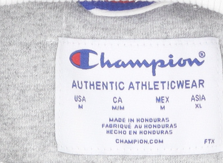 Brand and care label for Champion White unisex m pullover sweatshirt