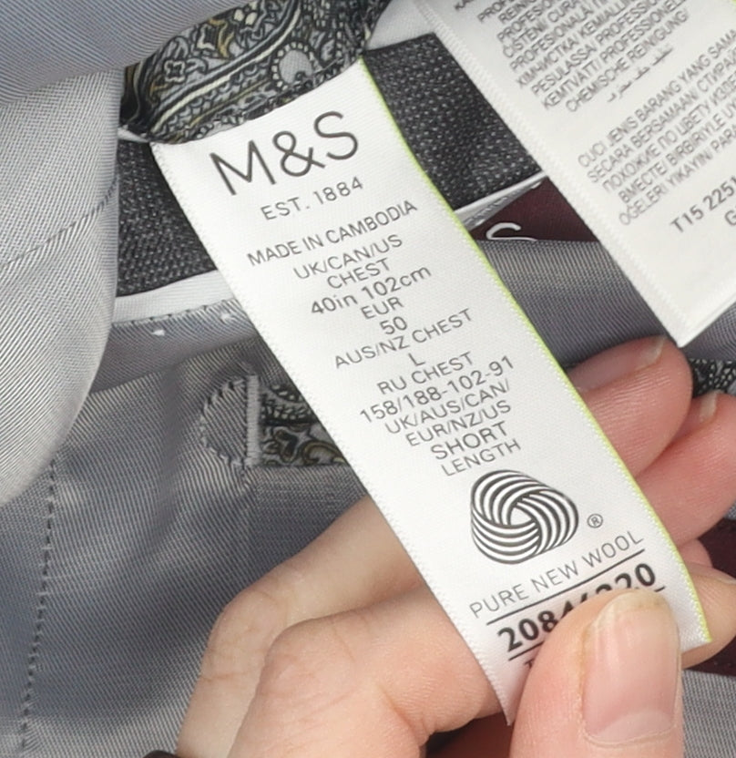 Mens UK Size 40 Marks and Spencer Regular Grey Suit Jacket