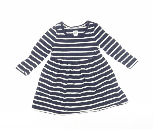 Gap Unisex Baby Blue Striped Fit & Flare Dress, Size 18-24 Months