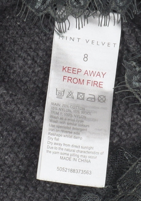 Womens UK Size 8 Mint Velvet Grey Tunic Jumper
