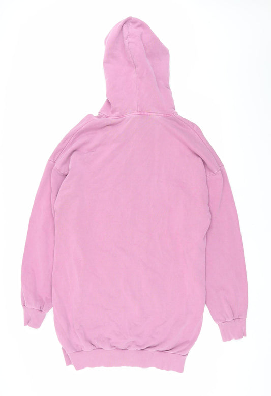 Topshop Women's Pink Hooded Jumper Dress, XS-S