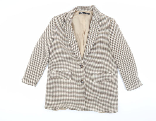 Womens UK Size S Zara Beige Basic Jacket