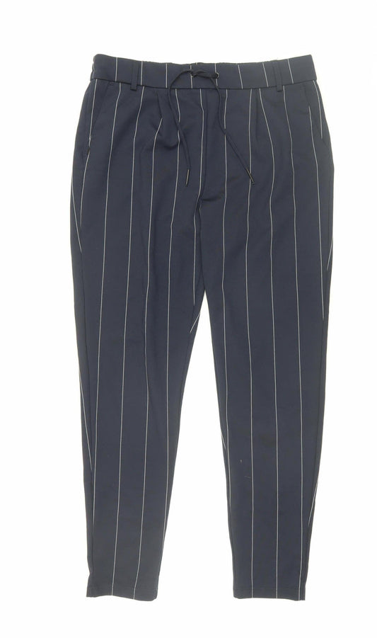 Additional front view of Only unisex blue striped trousers xl - new with tags