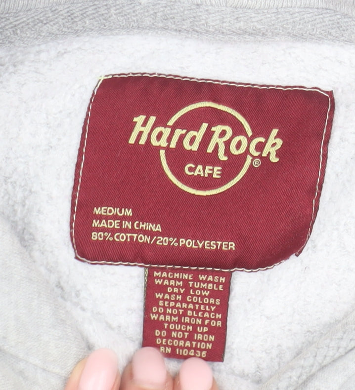 Unisex Adults UK Size M Hard Rock Cafe Grey Pullover Hoodie