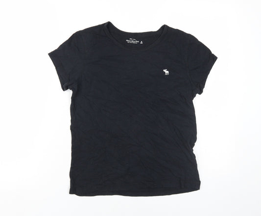 Additional front view of Abercrombie & Fitch unisex kids black t-shirt m logo