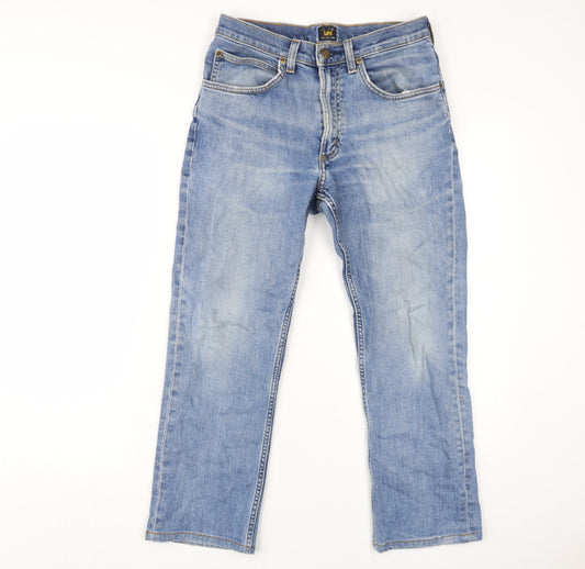 Additional front view of Lee unisex blue straight jeans, size 30, uk
