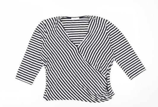 Womens UK Size M Precis Petite Black Wrap Blouse
