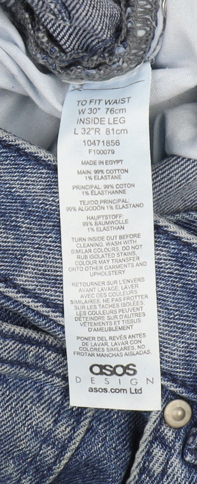 Close-up detail of Asos Men's Blue Straight Jeans L