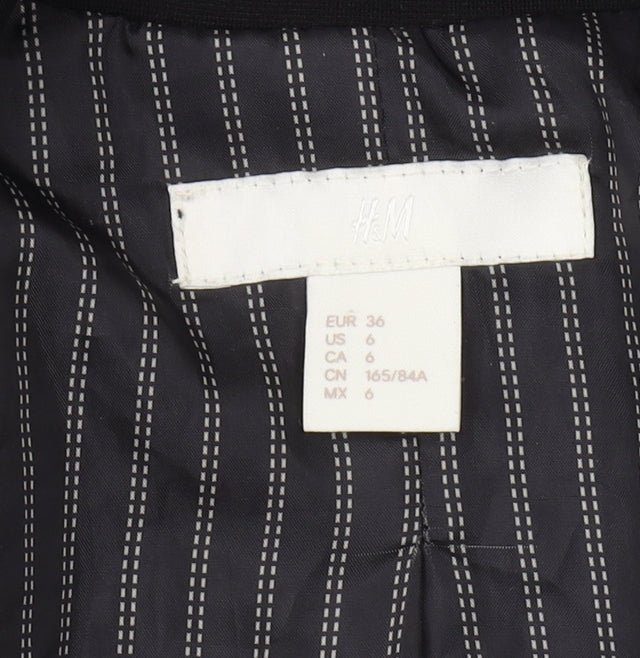 H&M Women's Black Blazer, Size 8, Pinstripe, Regular Fit