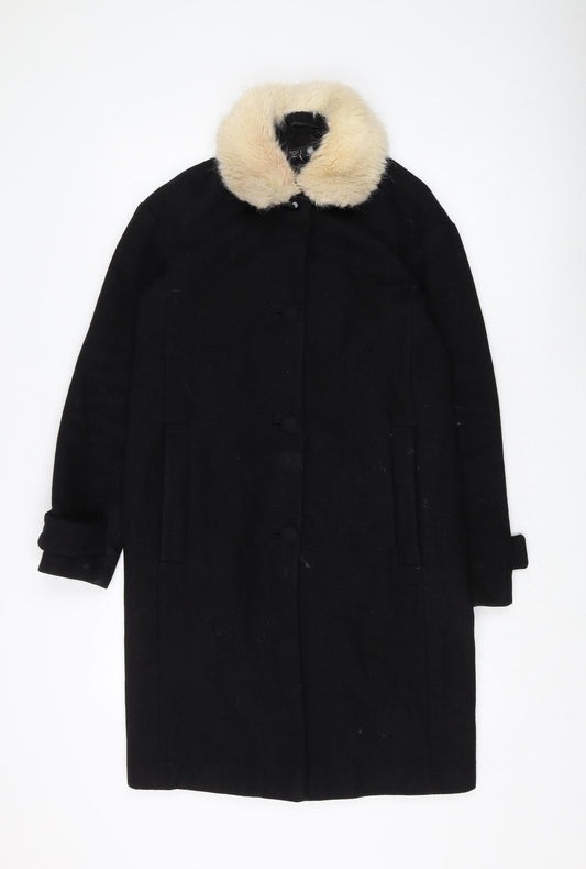 Womens UK Size 6 Topshop Black Overcoat