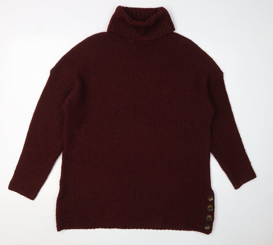 Additional front view of Only Women's Red Roll Neck jumper, size L