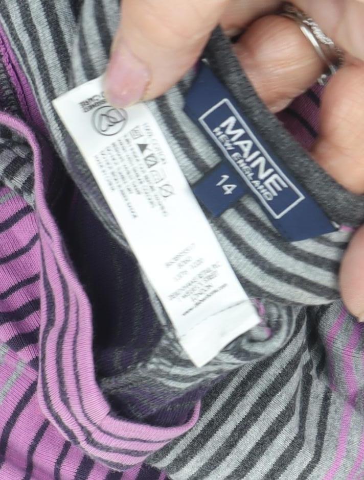 Close-up detail of Maine New England Women's Multicoloured Striped T-Shirt, size 14