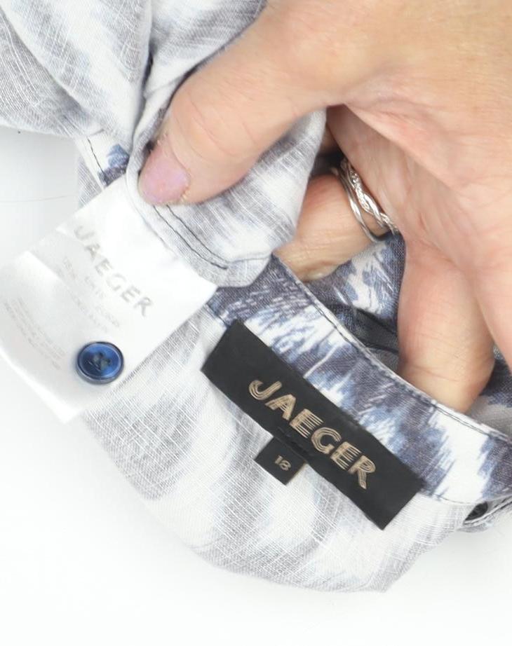 Jaeger Women's Grey Geometric Tunic Blouse Size 12