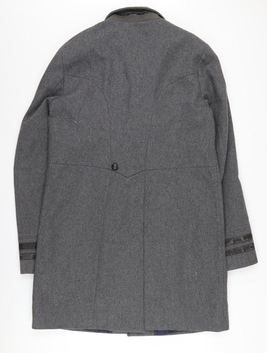 Mens UK Size L River Island Grey Pea Coat