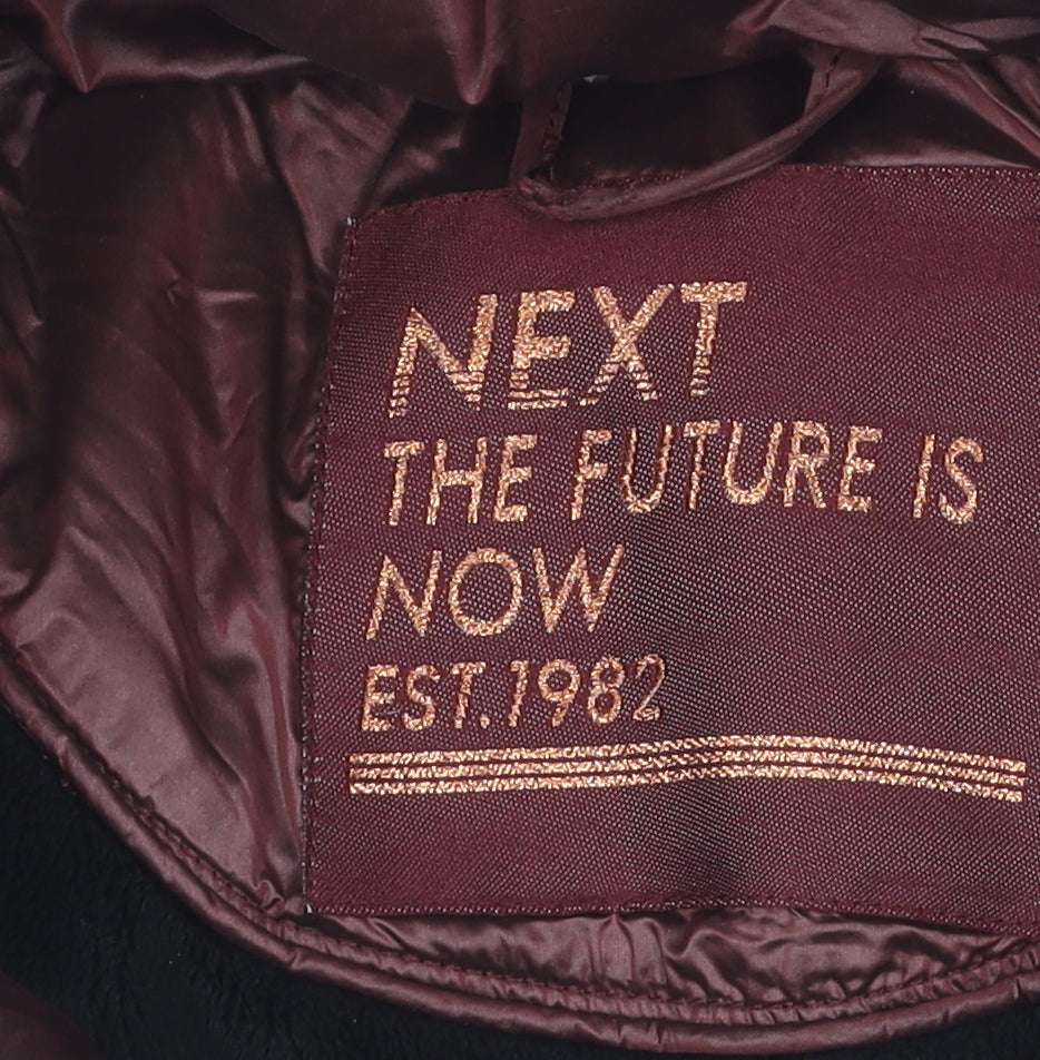 Next Girls Burgundy Puffer Jacket 8Y Hooded Winter Coat