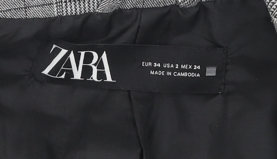 Zara Women's Grey Check Blazer, Size 6, Business Casual