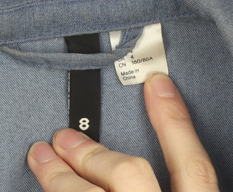 H&M Women's Blue Blazer, Size 12, Regular Fit, One-Button