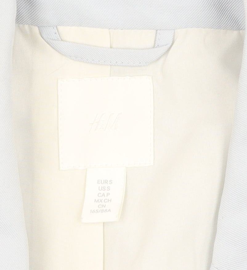 H&M Women's White Blazer S, Single Breasted, Viscose