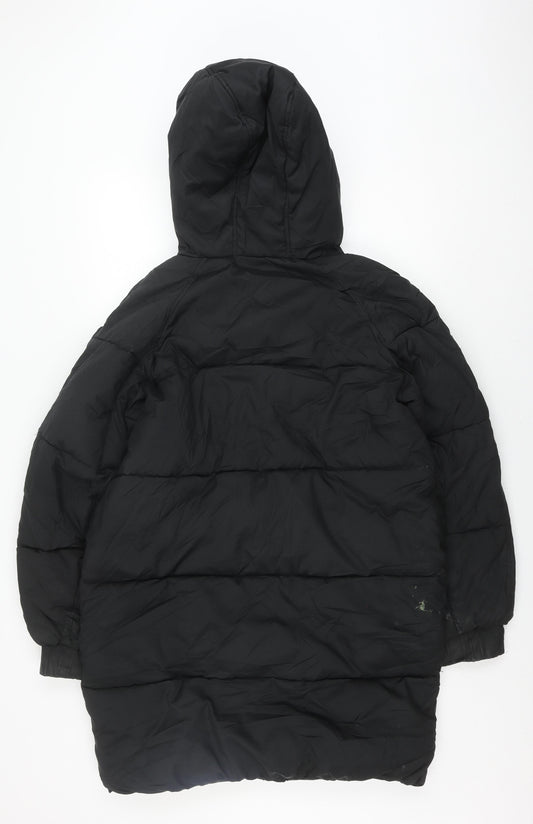 H&M Women's Black XS Puffer Jacket Hooded Winter Coat
