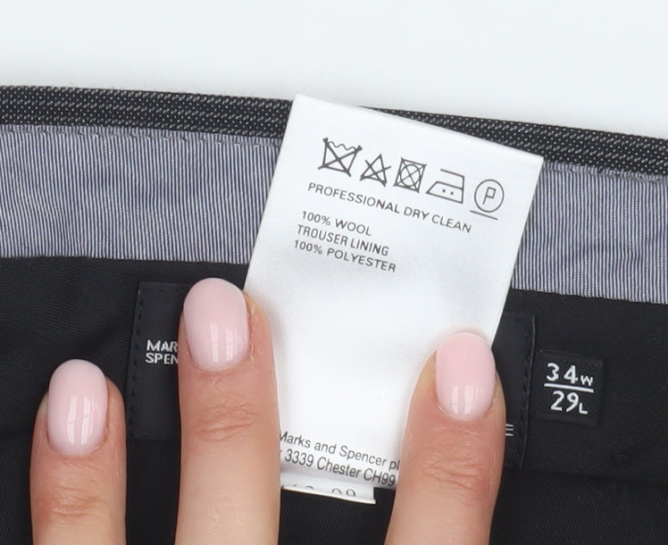 Marks and Spencer Grey Wool Men's Dress Pants Size 34