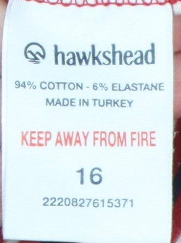 Hawkshead Women's Red Striped T-Shirt, Size 16, 3/4 Sleeve