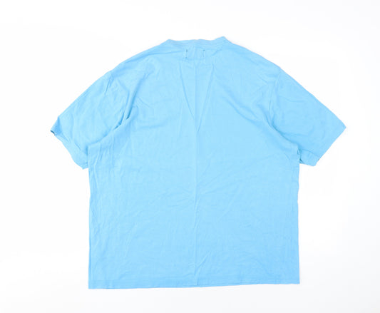 Marks and Spencer Men's Blue Crew Neck T-Shirt L