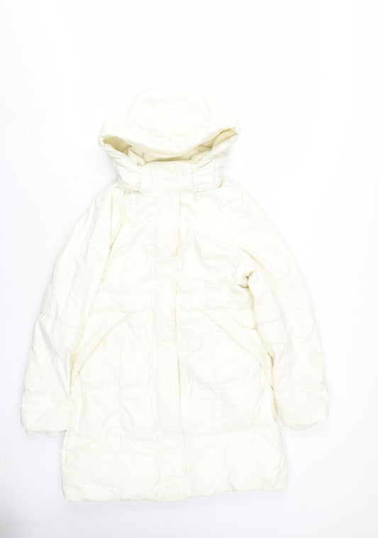 Womens UK Size XS Lands' End White Puffer Jacket