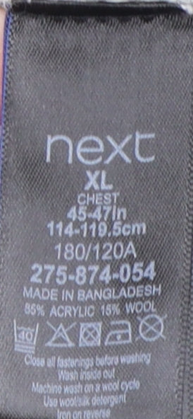 Next Men's Grey XL High Neck 1/2 Zip Jumper